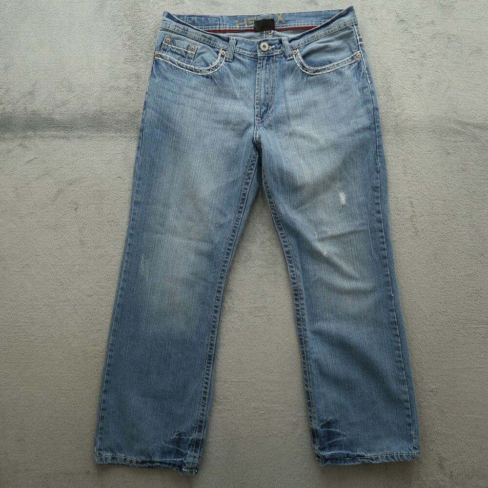Helix Jeans Mens Fits 36x32 (No Tag) Blue Bootcut 100% Cotton Denim Distressed